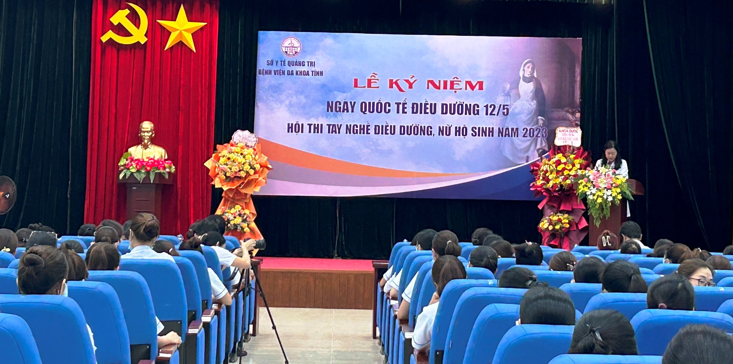 Phát biểu chào mừng kỷ niệm Ngày Quốc tế Điều dưỡng. Ảnh: Lê Phương Thảo